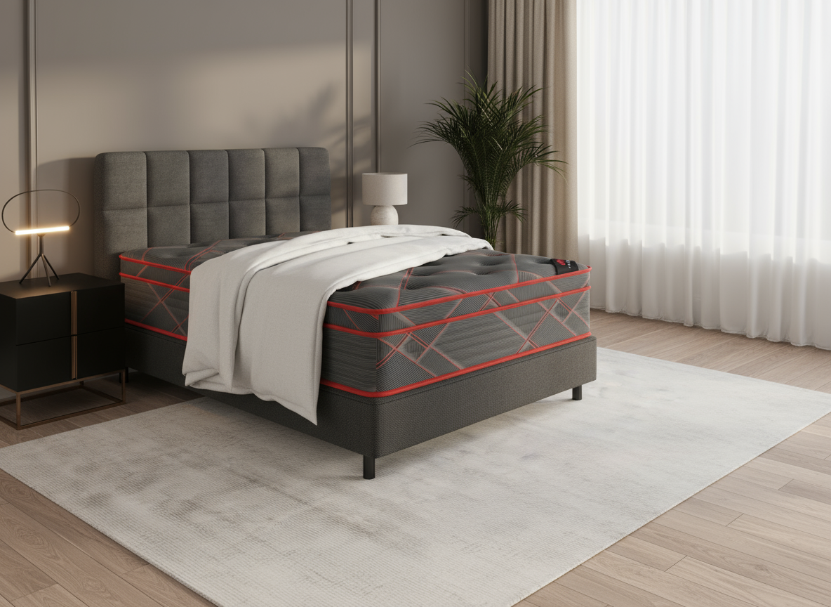 Ottopedic Black 13" Luxury Euro-top Mattress in elegant bedroom setting